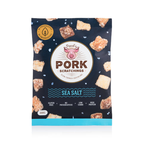 100g Packet - Pascal's Pork Scratchings, Premium Pork Crackling, High Protein Snack, Healthy Snack, Keto Snack - Australian Made