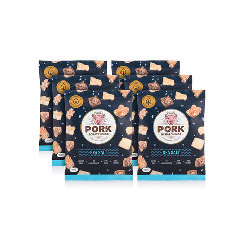6 x 100g Packets - Pascal's Pork Scratchings, Premium Pork Crackling, High Protein Snack, Healthy Snack, Keto Snack - Australian Made