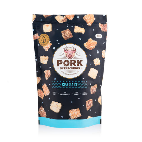 300g Packet - Pascal's Pork Scratchings, Premium Pork Crackling, High Protein Snack, Healthy Snack, Keto Snack - Australian Made