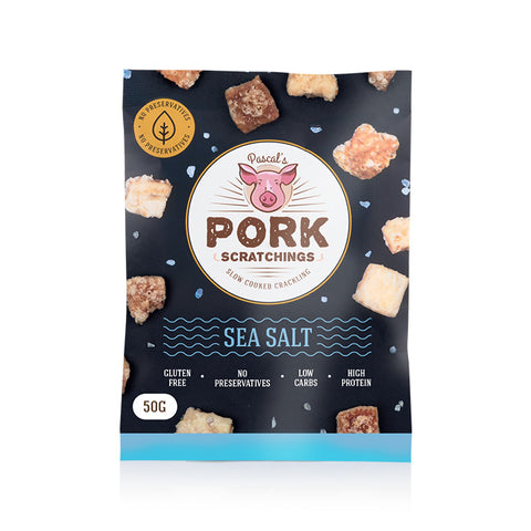 50g Packet - Pascal's Pork Scratchings, Premium Pork Crackling, High Protein Snack, Healthy Snack, Keto Snack - Australian Made